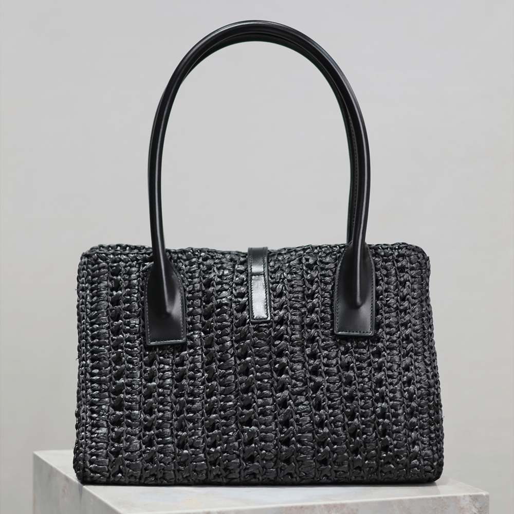 생로랑 23FW 파니에 라피아 토트백 블랙