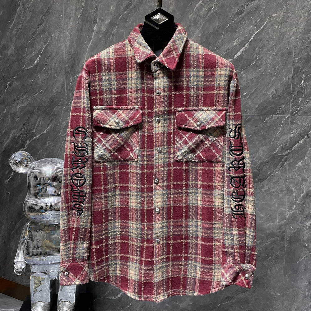 크롬하츠 백 자수로고 셔츠 레드