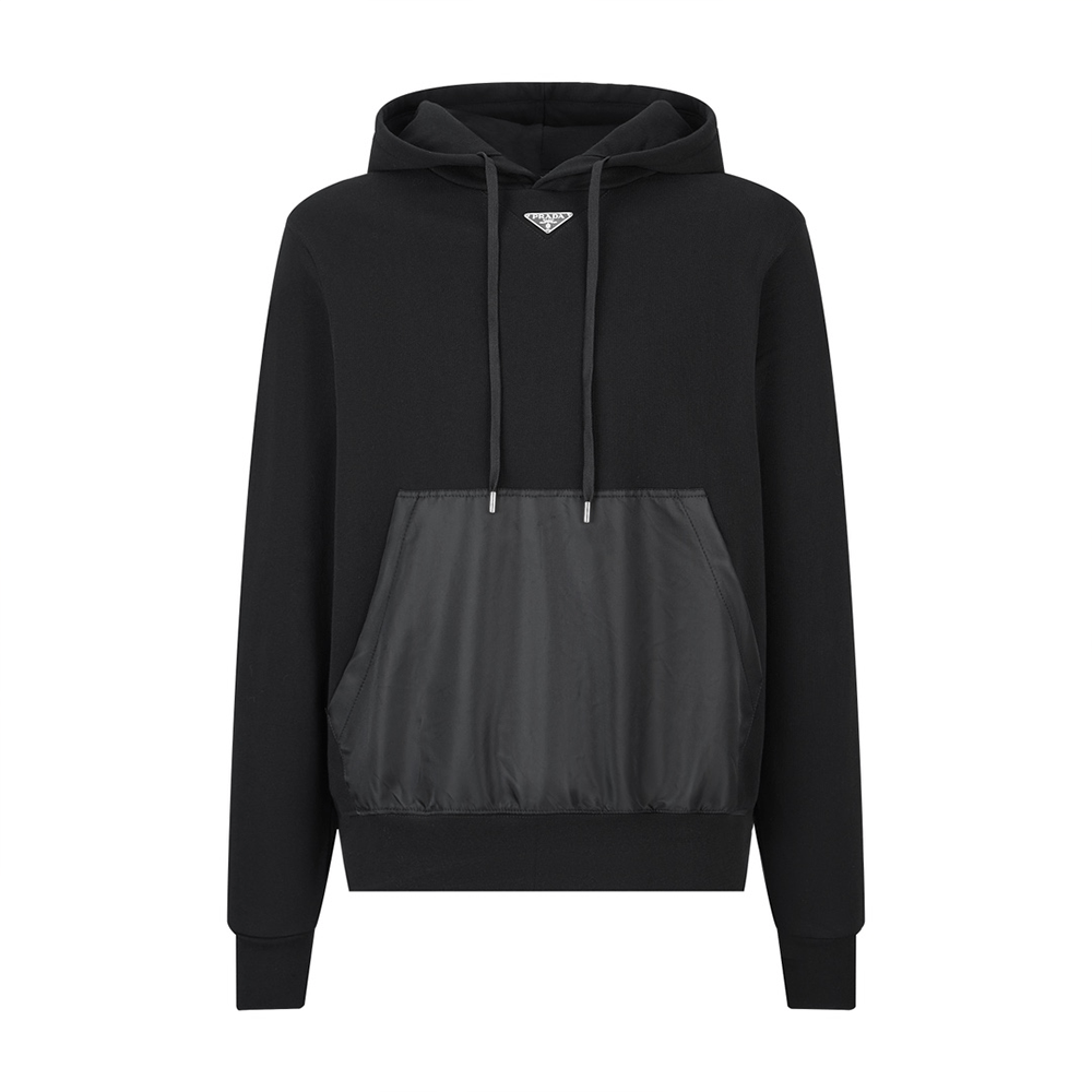 프라다 24SS 메탈로고 리나일론 후드 티셔츠