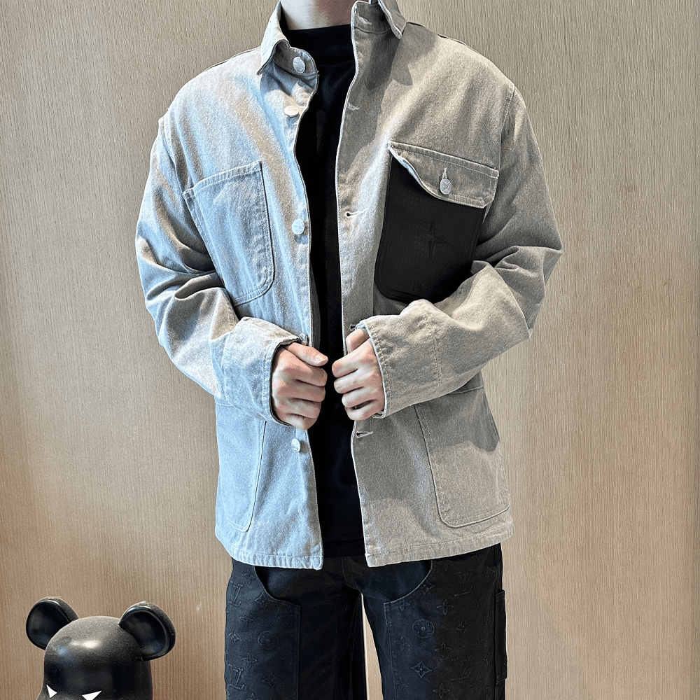 디올 X 스톤아일랜드 그레이 코튼 캔버스 셔츠