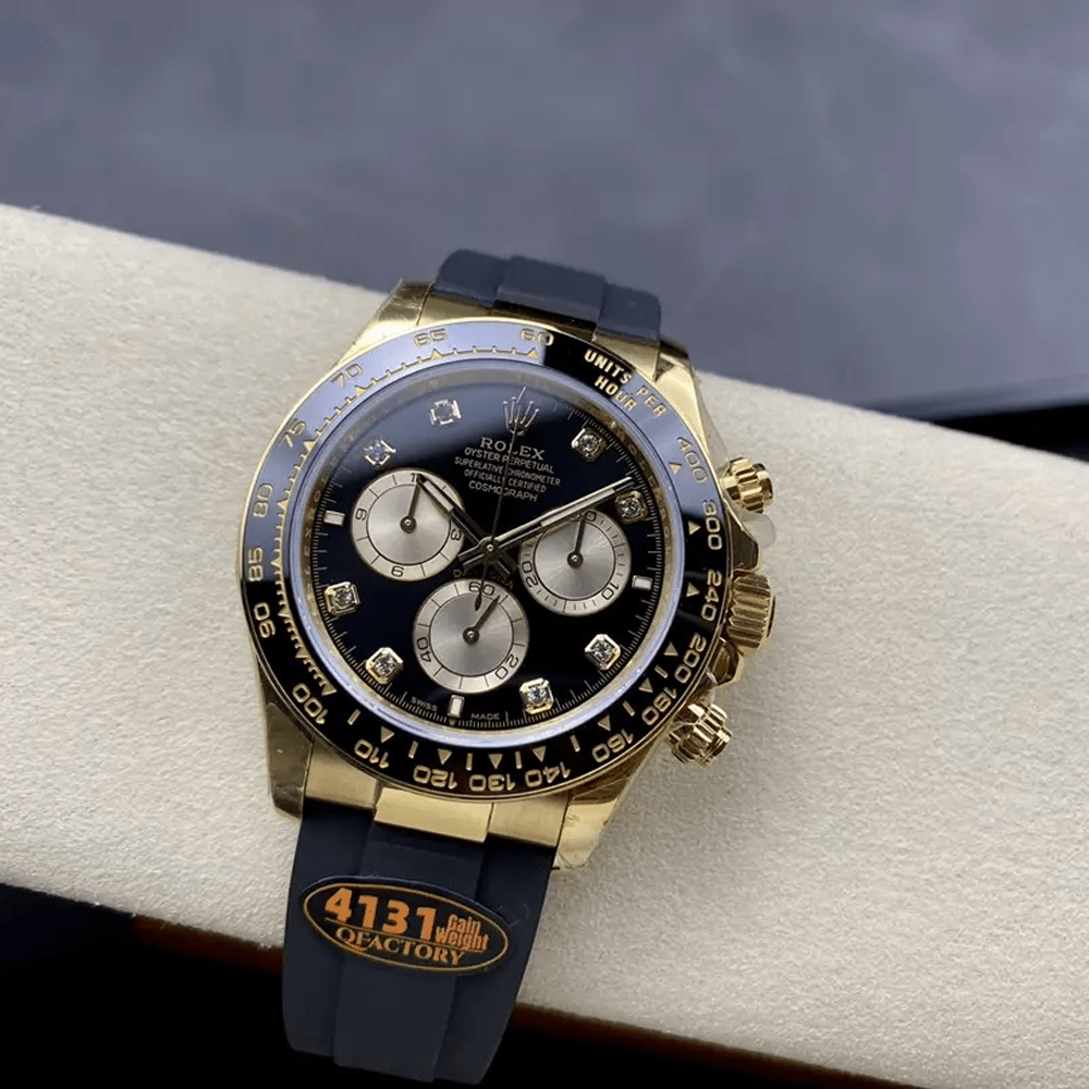 롤렉스 크로노그래프 데이토나 블랙 다이얼 8P다이아 YG 러버밴드 40mm (텅스텐 헤비버전) 126518