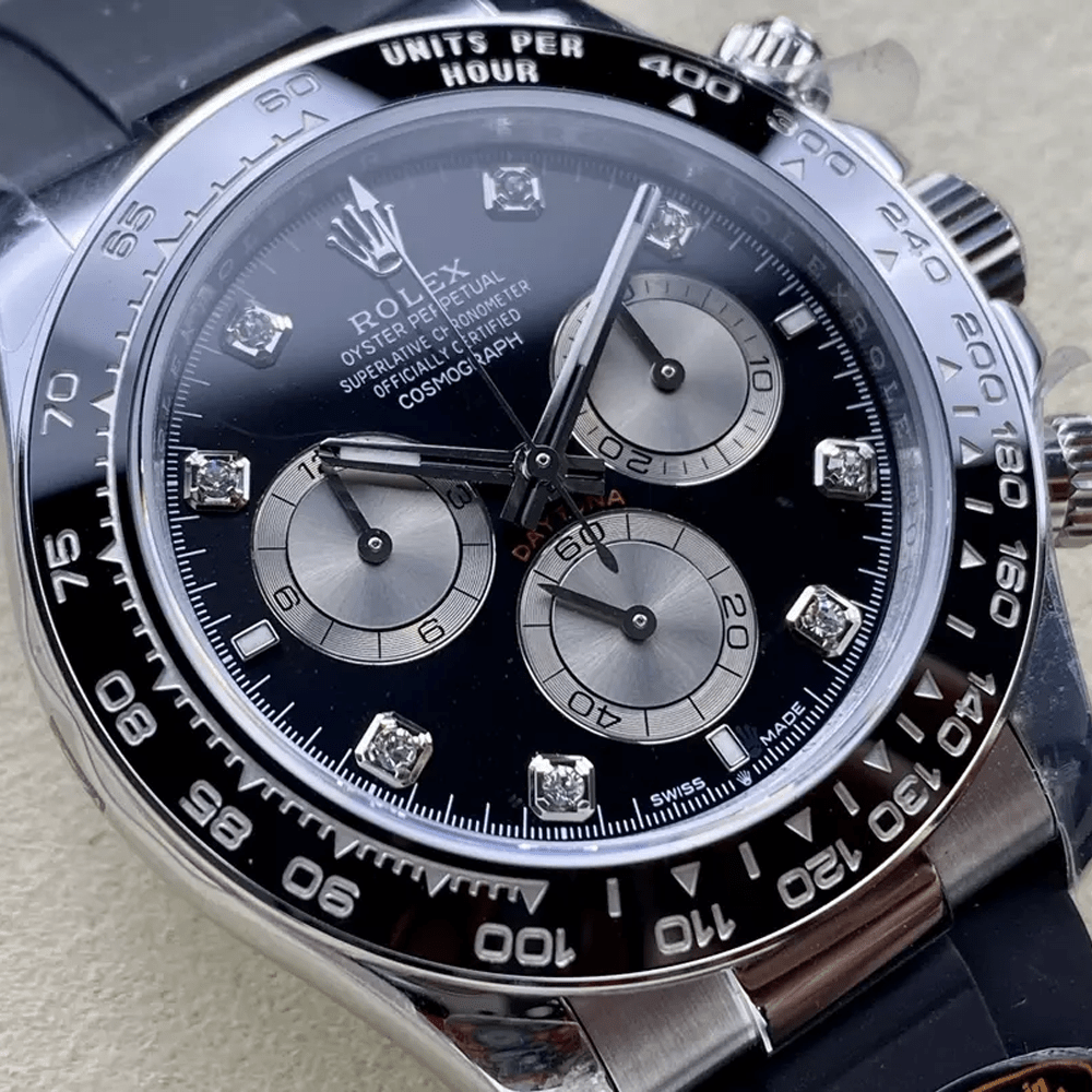 롤렉스 크로노그래프 데이토나 블랙 다이얼 8P다이아 러버밴드 40mm (텅스텐 헤비버전) 126519
