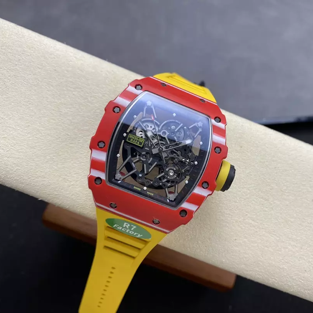 리차드밀 라파엘 나달 레드 NTPT 카본 스켈레톤 다이얼 옐로우 러버 스트랩 RM035-02