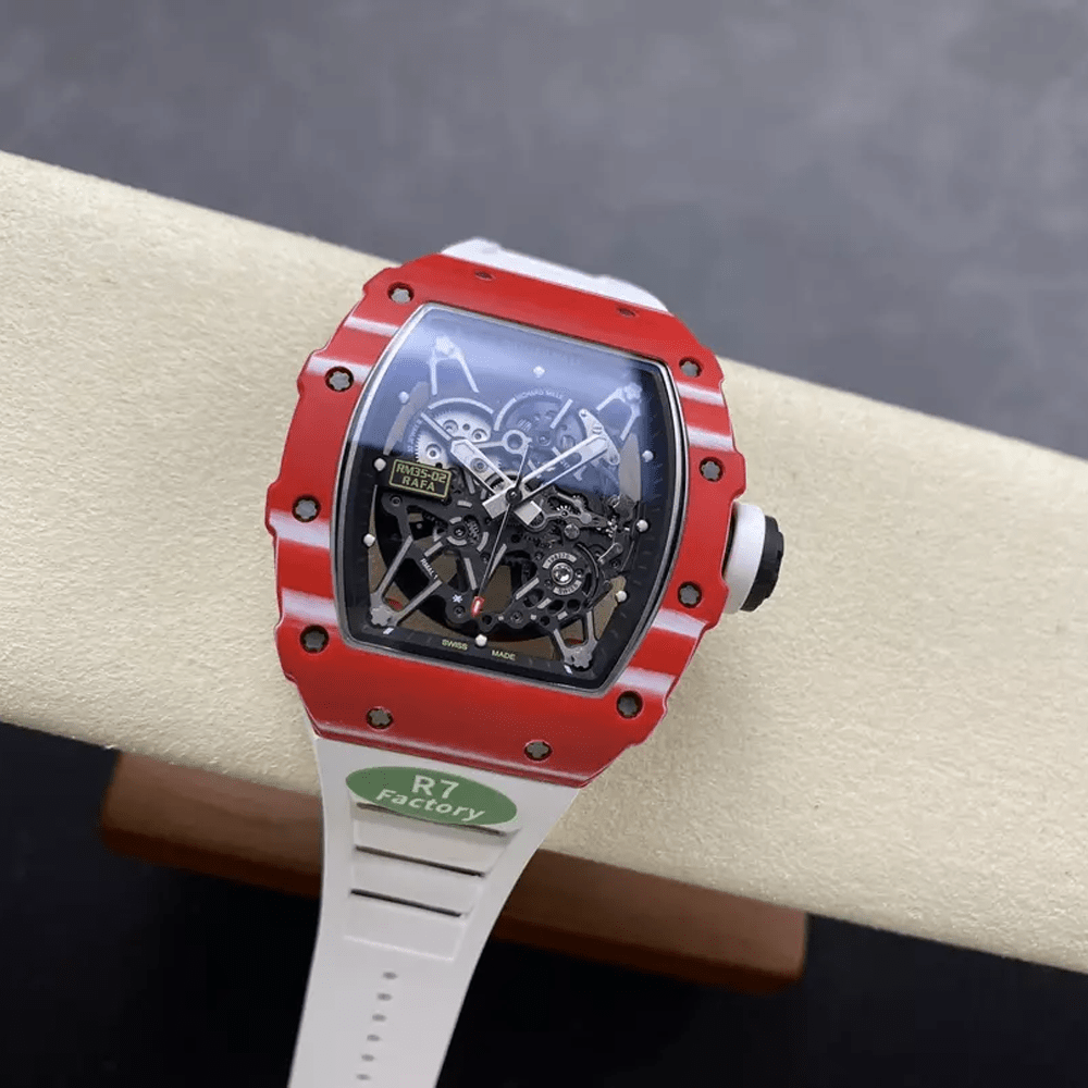 리차드밀 라파엘 나달 레드 NTPT 카본 스켈레톤 다이얼 화이트 러버 스트랩 RM035-02