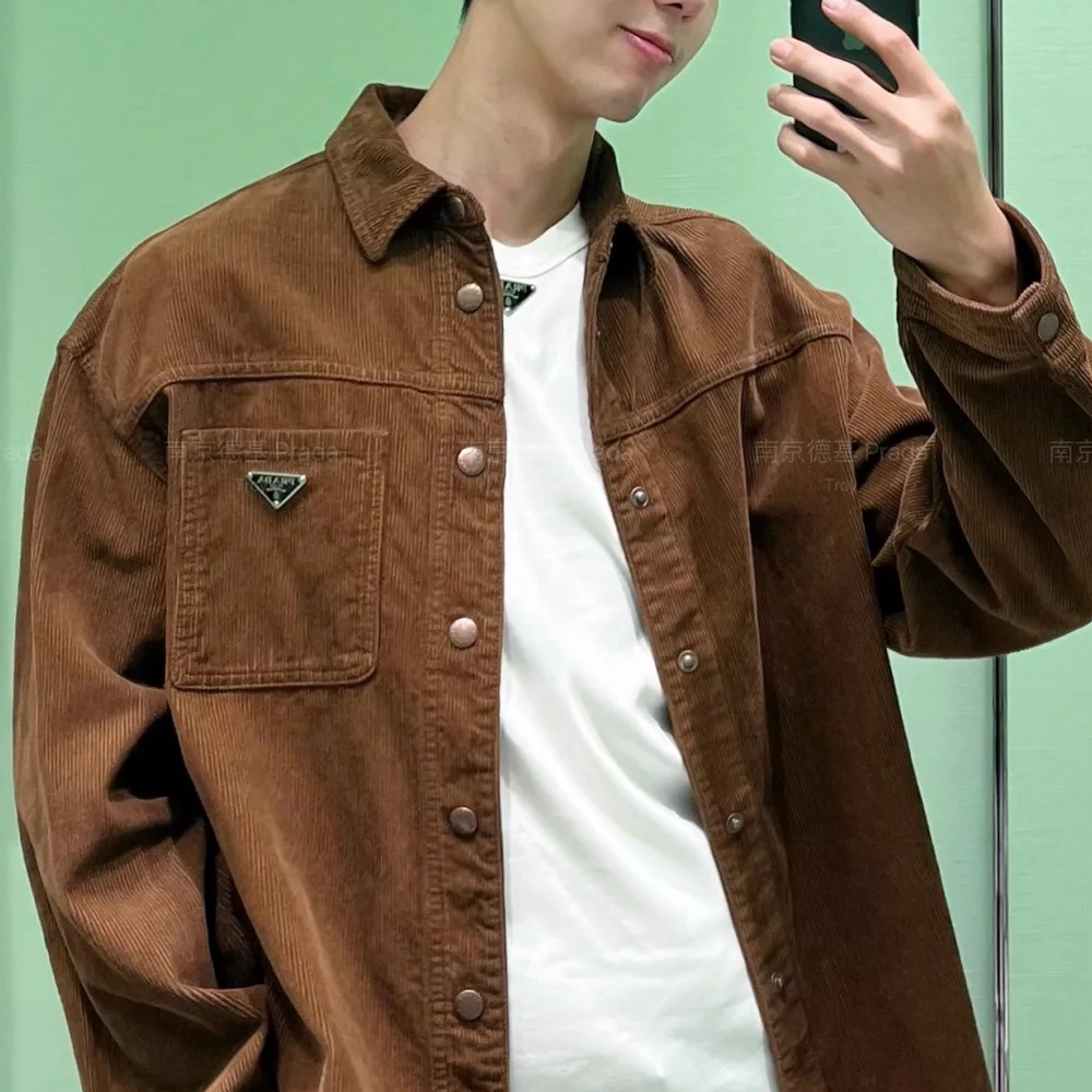프라다 24FW 코듀로이 셔츠 브라운