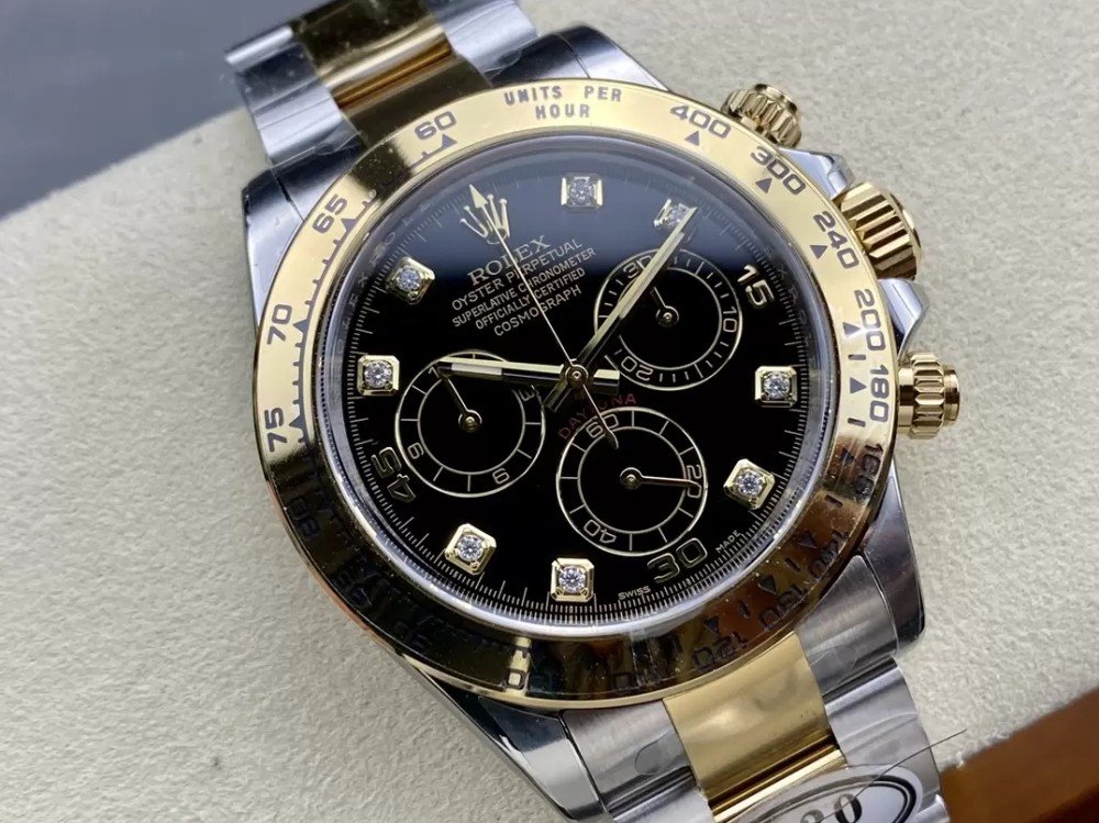롤렉스 데이토나 크로노그래프 블랙 다이얼 8P다이아 YG 콤비 40mm 116503