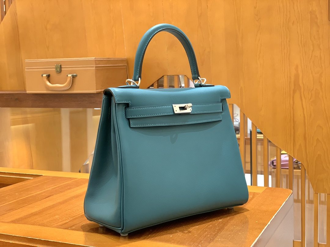 올수공 에르메스 켈리 25 토고 스위프트 이즈미르 블루 실버 버클