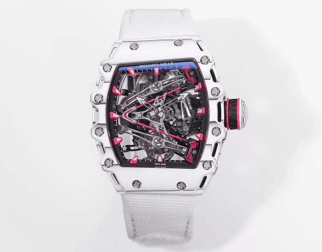 리차드밀 부바왓슨 투르비옹 화이트/블랙 NTPT 카본 스켈레톤 다이얼 화이트 나일론 스트랩 RM38-02