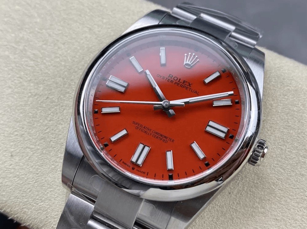 롤렉스 오이스터 퍼페츄얼 레드 다이얼 바인덱스 SS 브레이슬릿 36mm 126000