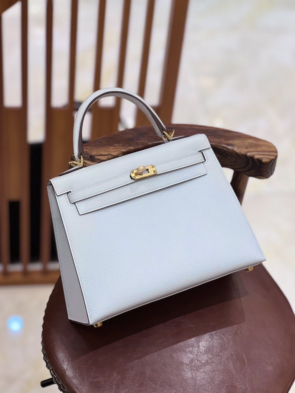 올수공 에르메스 켈리 25 엡송 헤이즈 블루 골드 버클