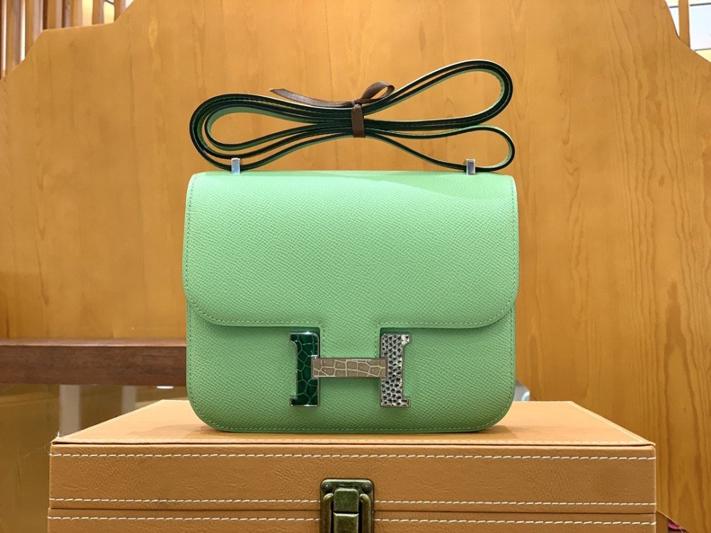 올수공 에르메스 콘스탄스 18 아보카도 그린 앱송 레더 버클