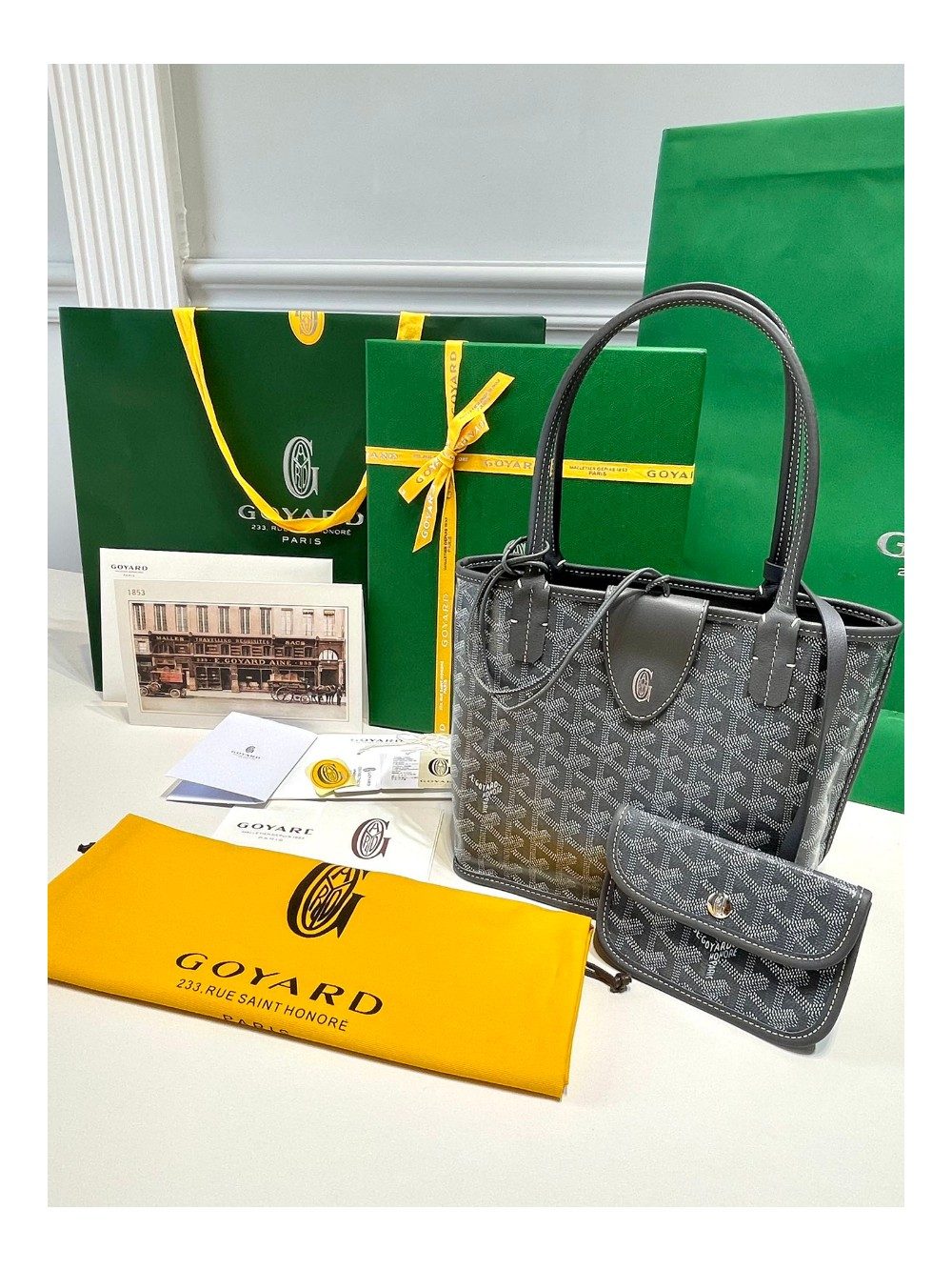 고야드 미니 앙주 토트백 그레이