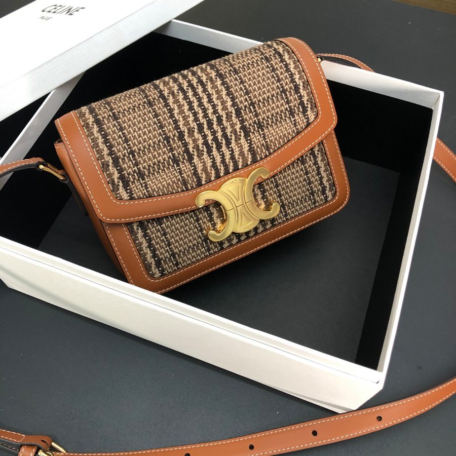 셀린느 틴 트리옴페 백 인 트위드 베이지/탄