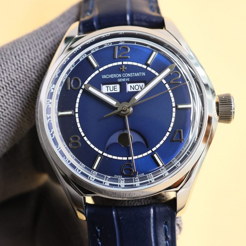바쉐론 콘스탄틴 피프티 식스 컴플리트 캘린더 블루 다이얼 레더 스트랩 40mm 4000E/000A-B548