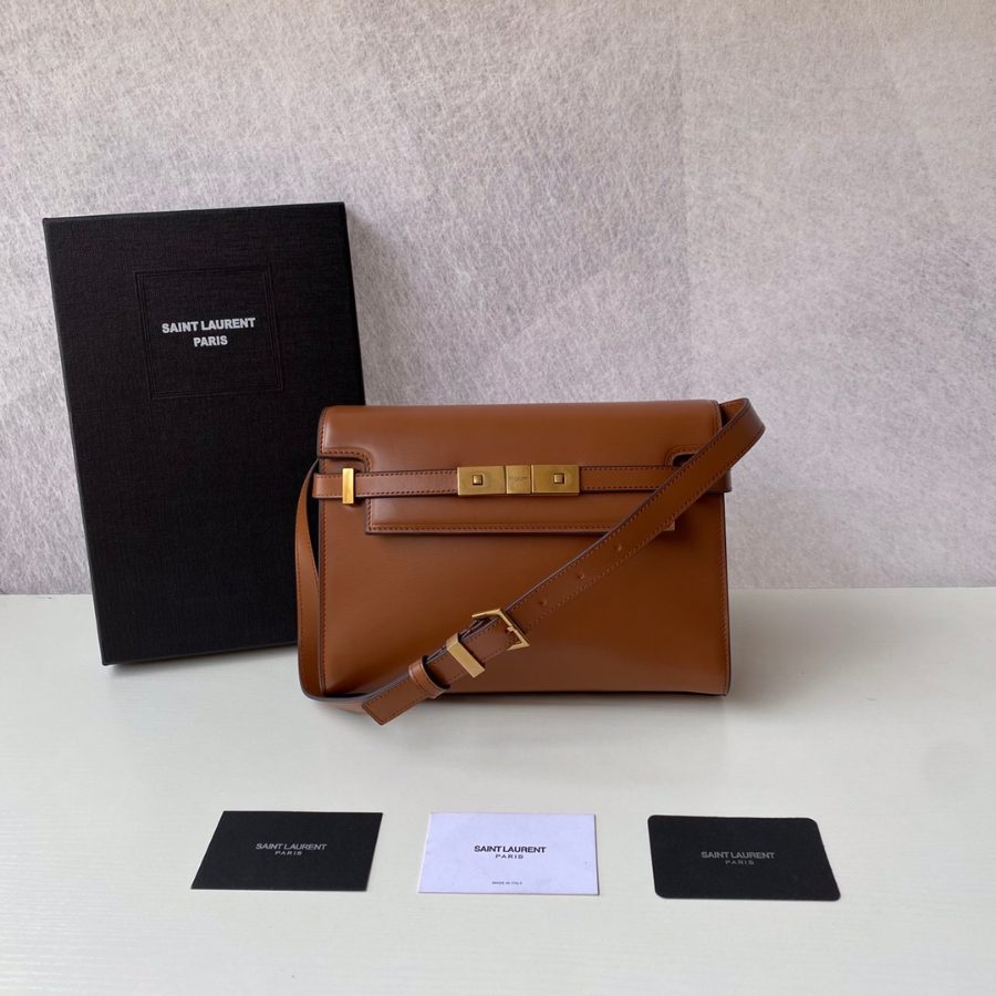 생로랑 MANHATTAN 스몰 숄더백 카멜