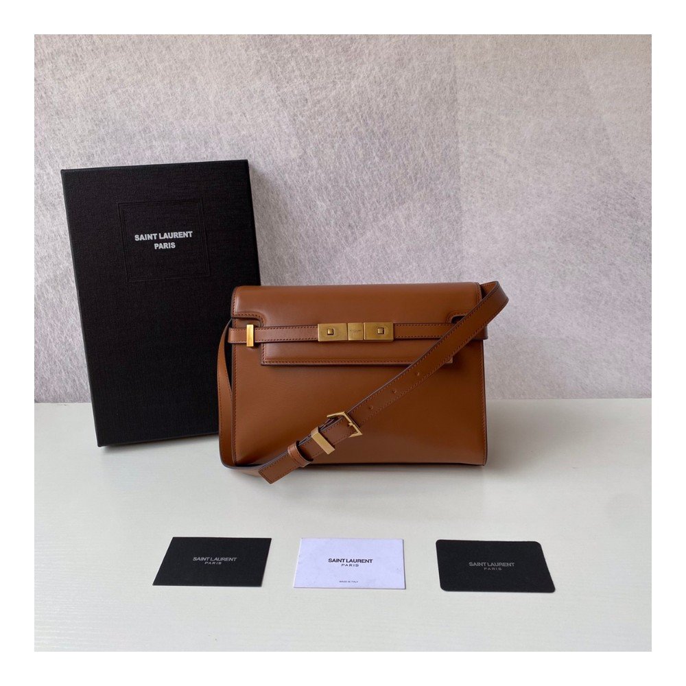 생로랑 MANHATTAN 스몰 숄더백 카멜