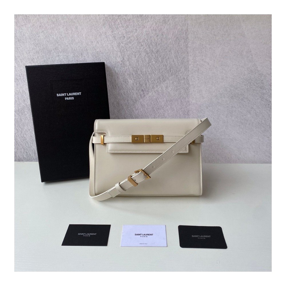 생로랑 MANHATTAN 스몰 숄더백 화이트