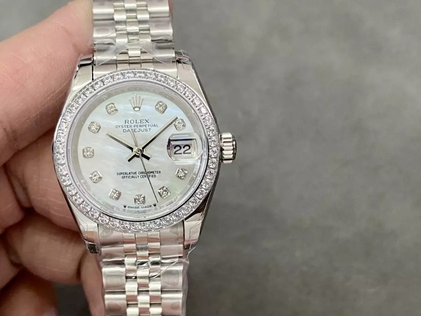 롤렉스 레이디 데이저스트 MOP 10P 다이얼 실버 28mm 279173