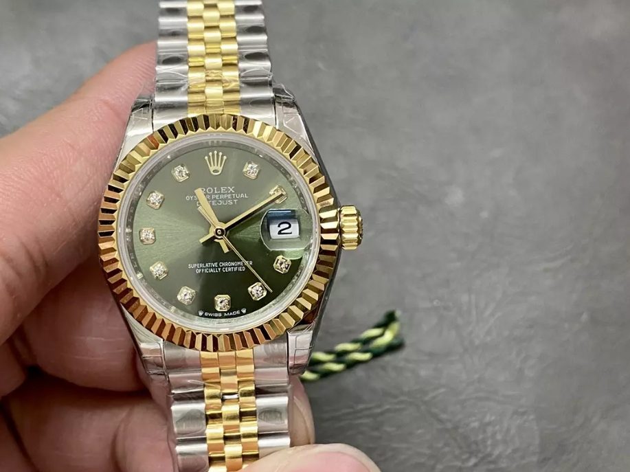 롤렉스 레이디 데이저스트 그린 다이얼 10P 다이아 콤비 28mm 279173
