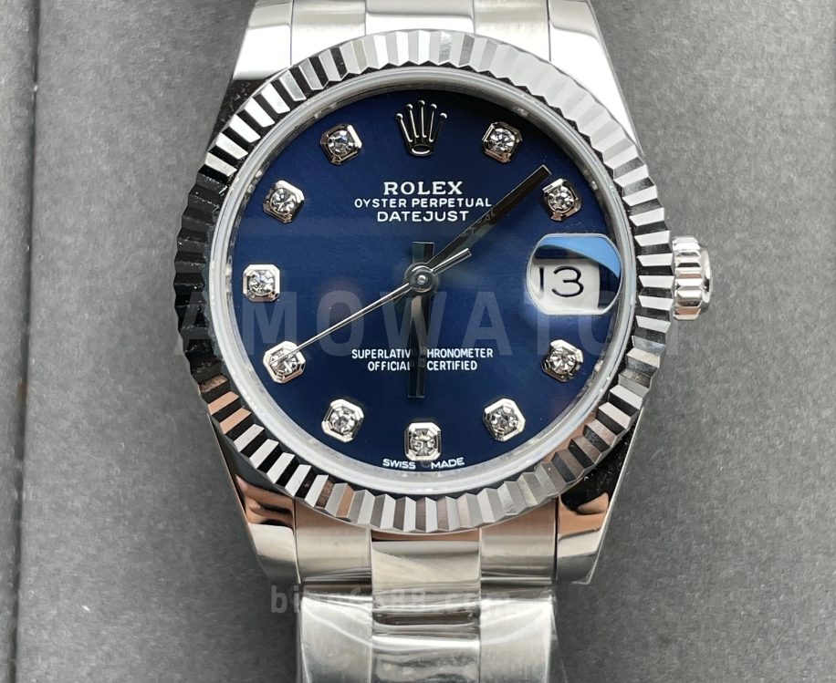 롤렉스 여성용 데이저스트 블루 다이얼 10P 다이아 오이스터 스틸 31mm 278274