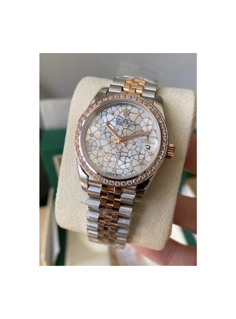 롤렉스 여성용 데이저스트 플로럴 다이얼 다이아베젤 콤비 SS/RG 31mm 278381