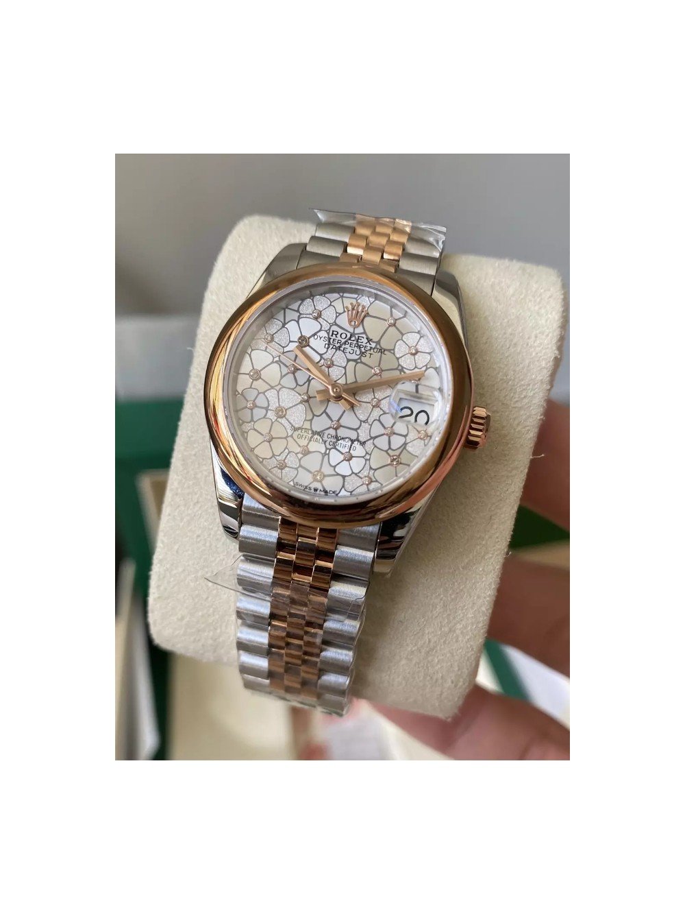 롤렉스 여성용 데이저스트 플로럴 다이아몬드 다이얼 콤비 SS/RG 31mm 278241