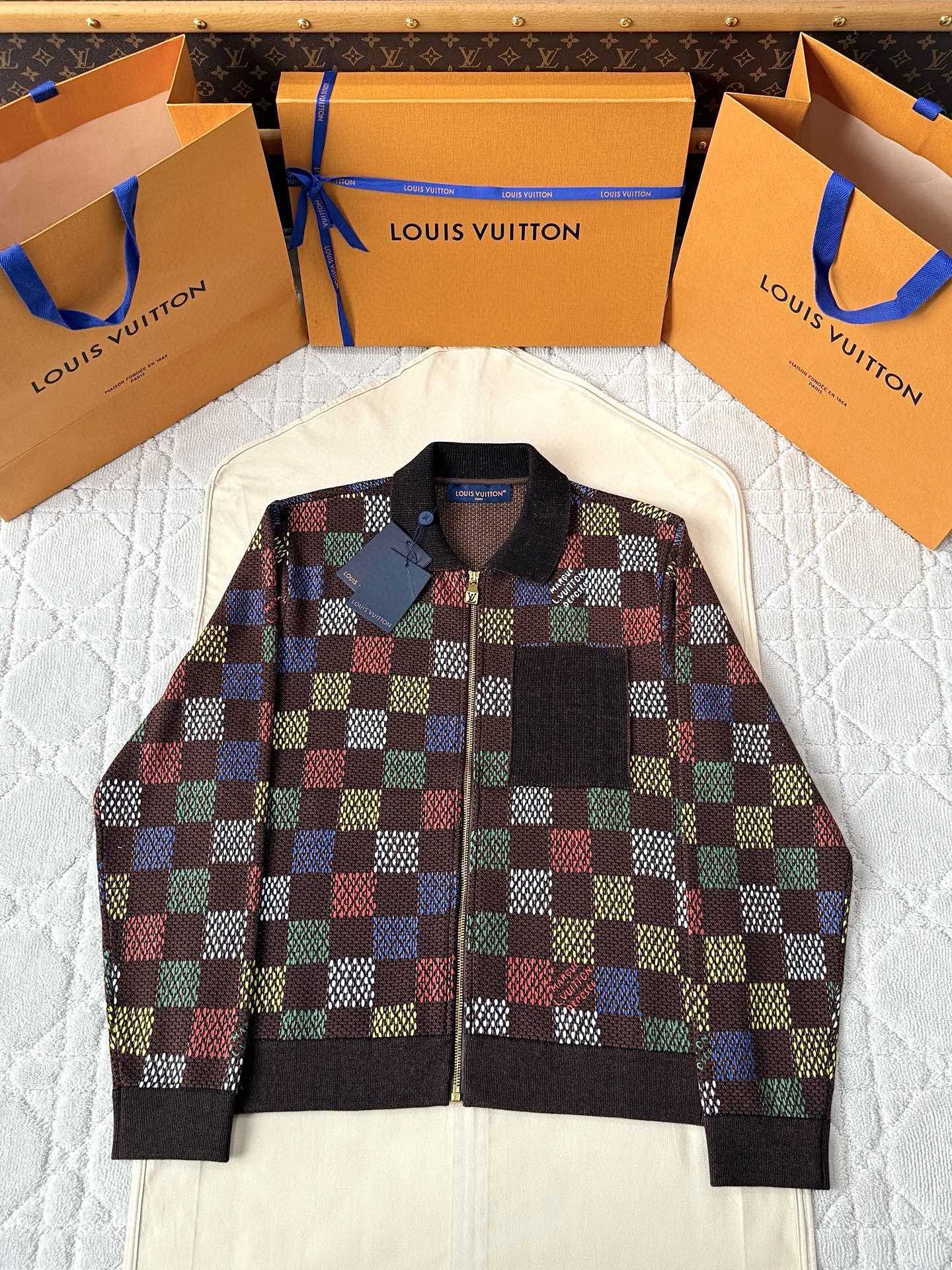 루이비통 자카드 다미에 코튼 저지 블루종 / 팬츠 셋업