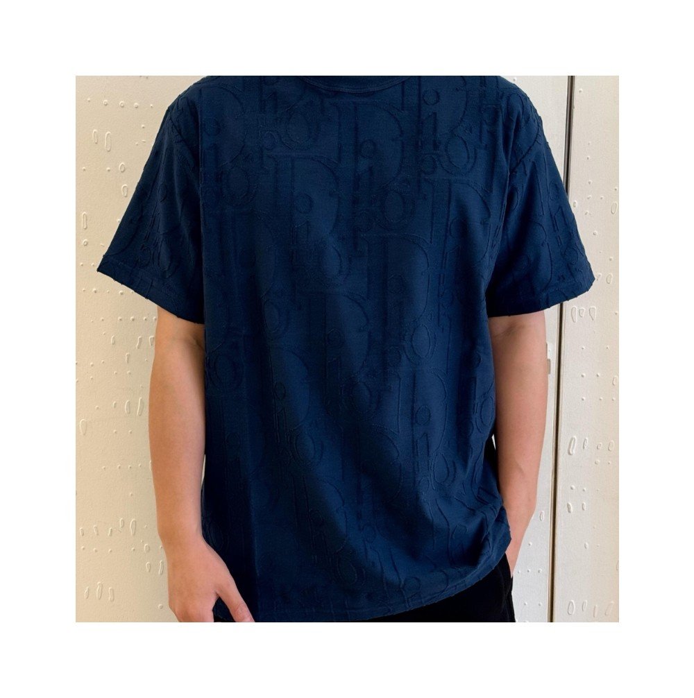 디올 오블리크 필 쿠페 반팔 티셔츠 네이비