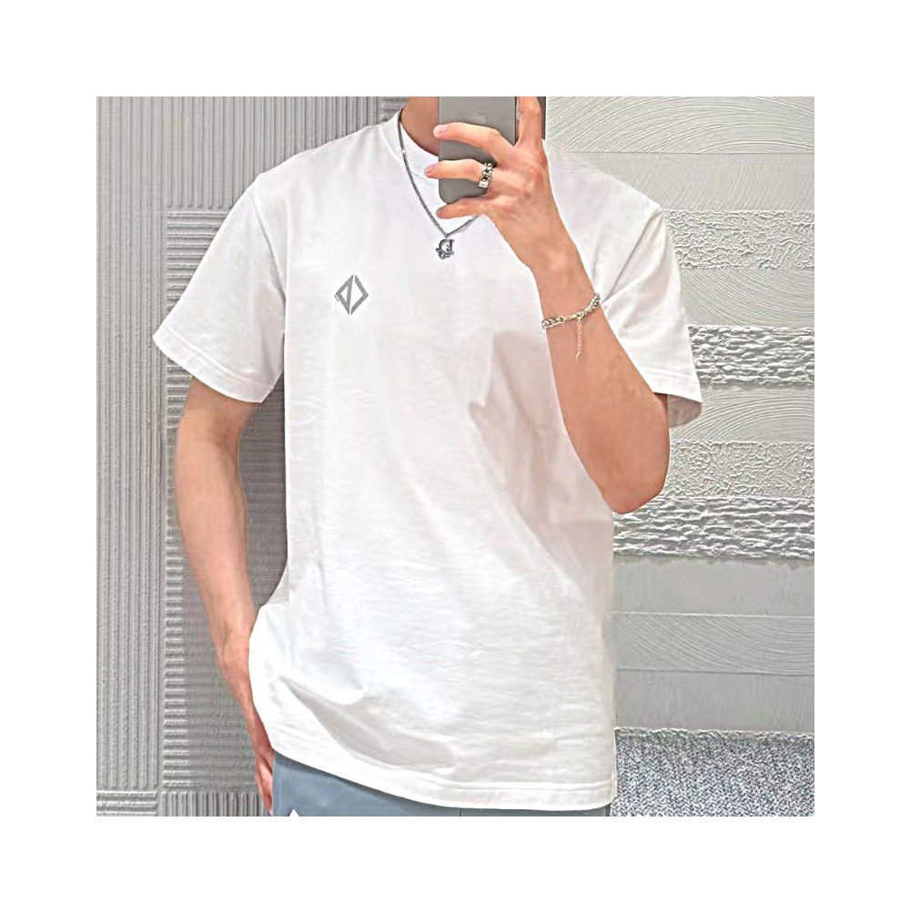 디올 다이아몬드 캐주얼 핏 반팔 티셔츠 화이트