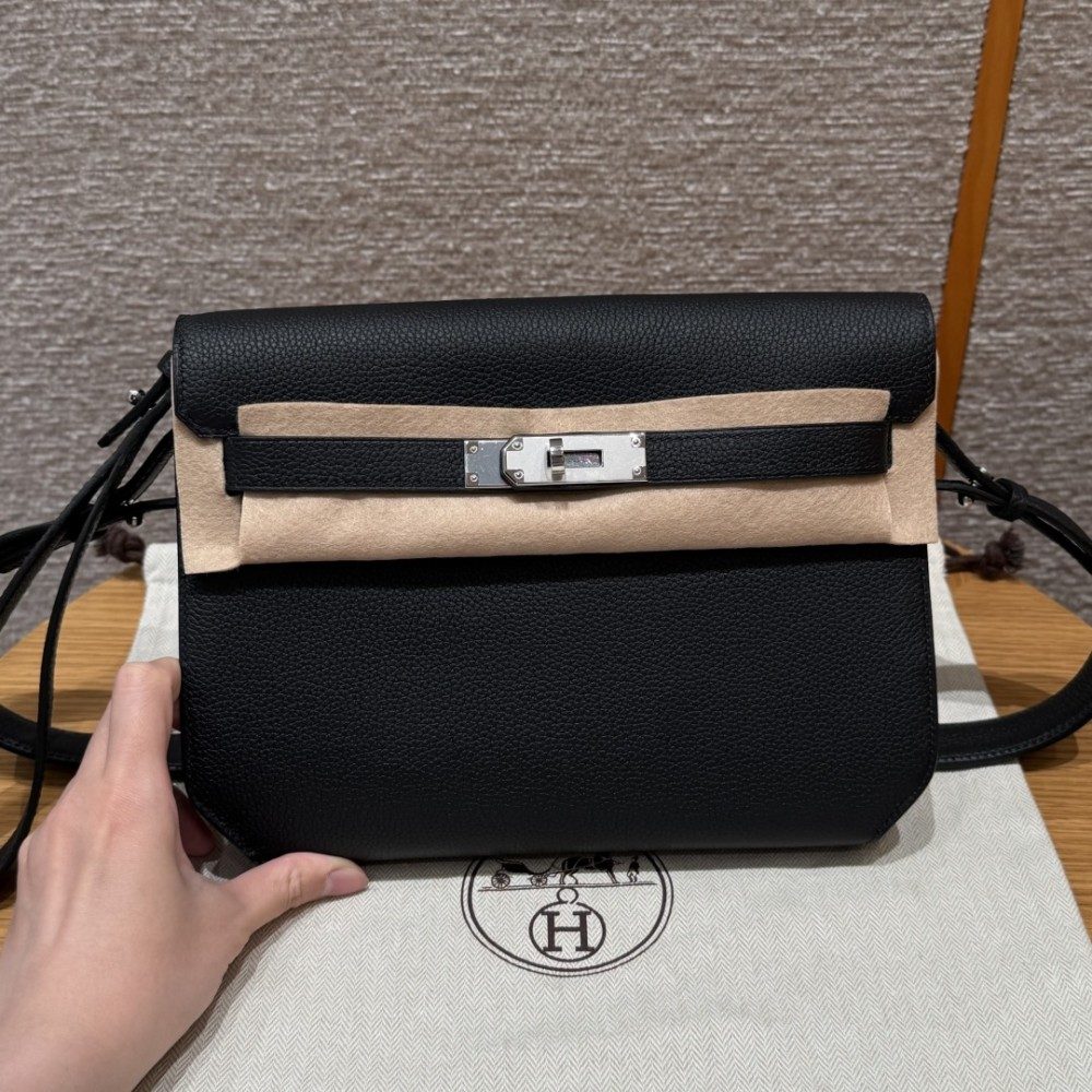 올수공 에르메스 켈리 데페슈 25 noir 토고 실버 하드웨어